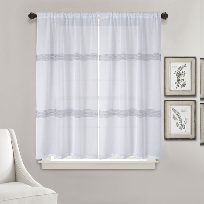 Paire De Voilages Passe-Tringle "Poupette" 70x240cm Blanc - Maison