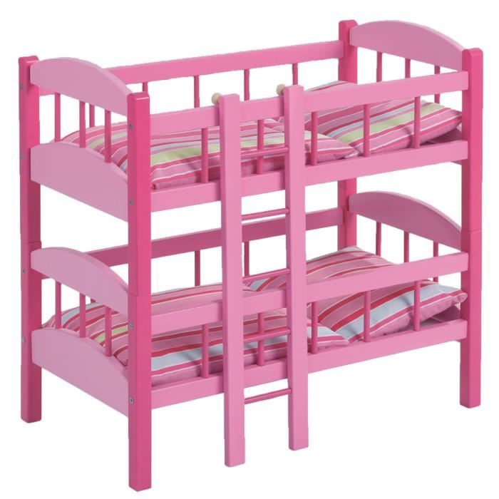 Lit De Poupée En Bois Howa Miniflowers Avec Mobile - Pour Poupées Jusqu'à 50cm - Literie Incluse