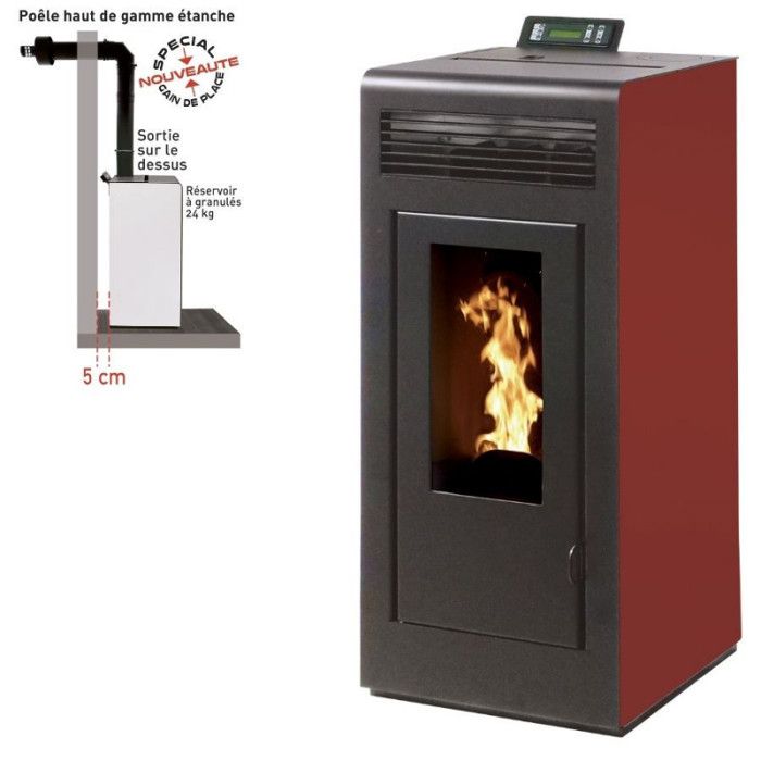 Po&ecirc;le &agrave; granules MARINA 11KW Etanche sortie dessus + Conduit Ventouse - Bordeaux