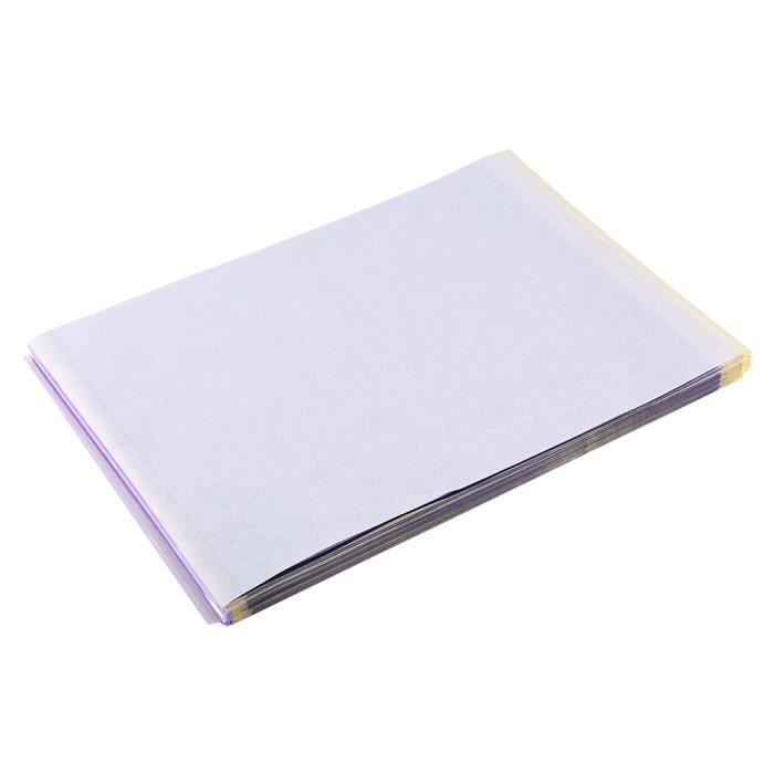 Lot 100 Feuilles Papier Transfert Thermique Tatouage – Format A4 – Pochoir Carbone Violet – Qualité Pro
