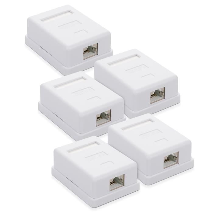 Kwmobile Boîtier prise murale RJ45 1x port CAT6A 10 Gbit/s 65x50x25 mm ...