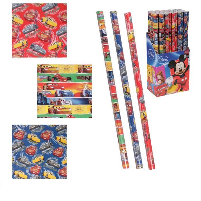 Lot de 24 Rouleau de papier cadeau Disney Cars 3 - Modèle Aléatoire