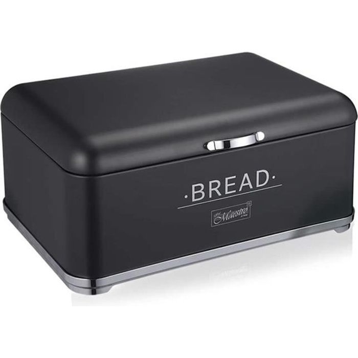 Boîte à pain en métal avec couvercle à charnière Noir AG - Cdiscount Maison