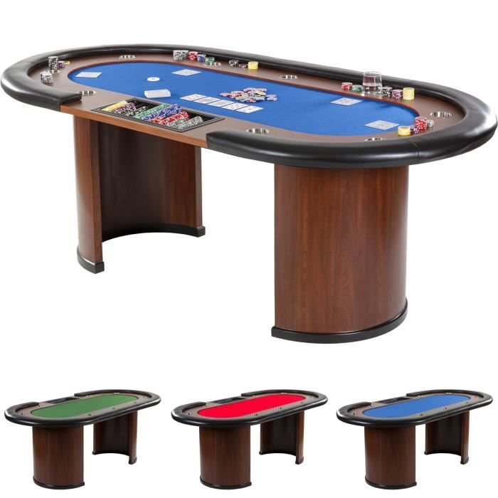 Table de Poker - MAXSTORE - ROYAL FLUSH - Bleu - 9 porte-gobelets - Accoudoirs rembourrés