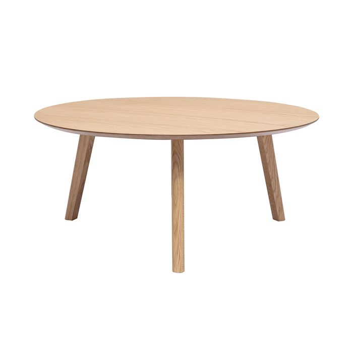 Miliboo Table basse ronde scandinave bois clair ch&ecirc;ne D90 cm ORKAD
