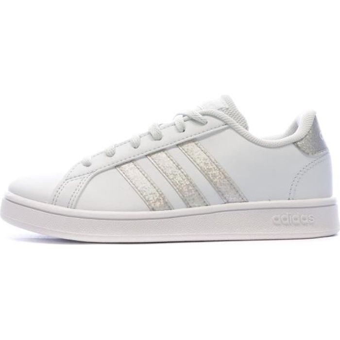 Baskets Blanches Fille Adidas Grand Court K Blanc Cdiscount