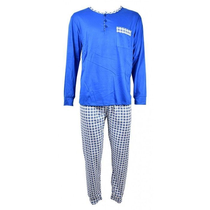 Pyjama Homme Pièces 100% Coton Chemise Boutonnée Et Pantalon