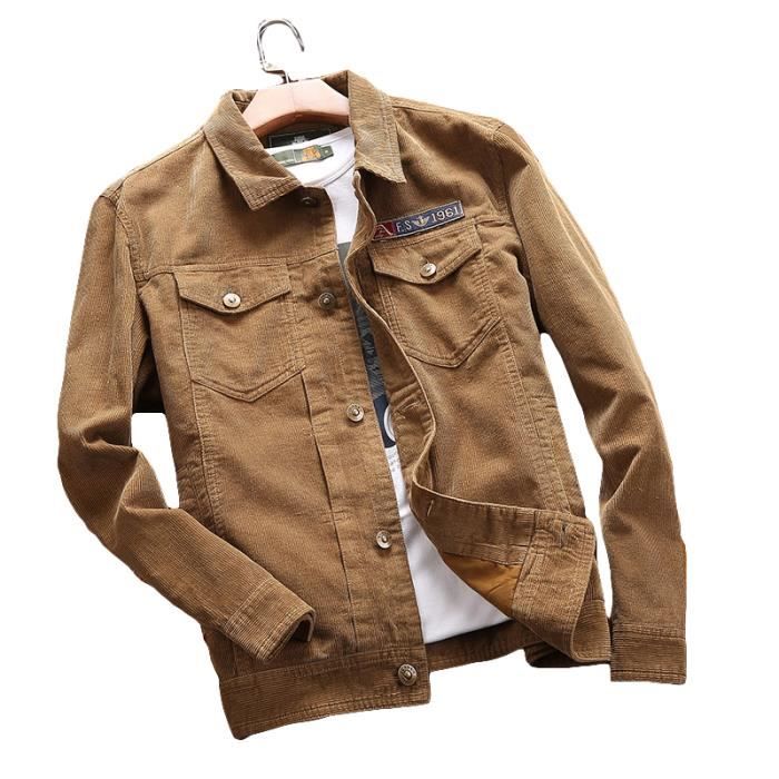 Veste En Velours Côtelé Pour Homme - Blazer Vintage Cintré - Poche Pratique - Polyester - Toutes Saisons