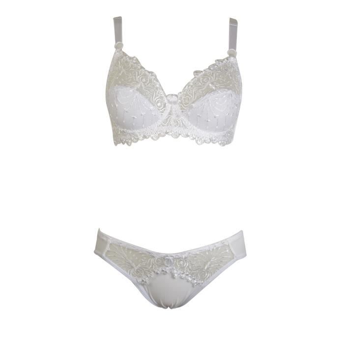Ensemble Lingerie Femme Soutien-gorge & Culotte Dentelle Blanche - Taille 100C - Neuf Avec étiquettes