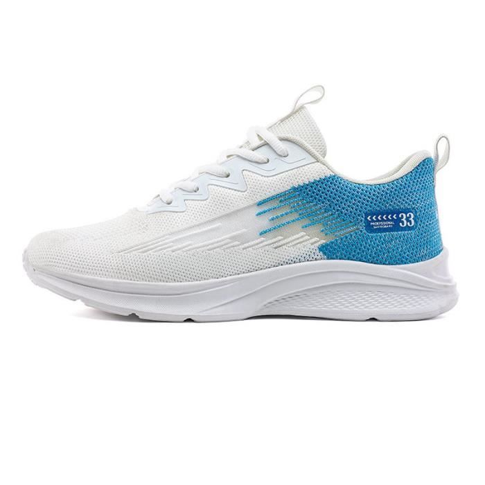 KIANII Personnalité Mode Hommes Baskets Semelle Extérieure En Caoutchouc Chaussures Décontractées Classiques - Blanc Bleu