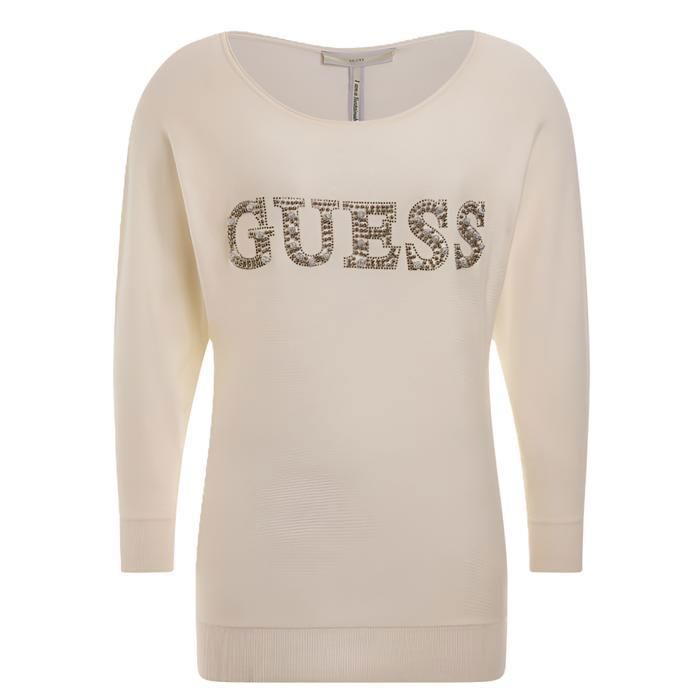 GUESS Pull à perles crème XL Beige Pulls Gilets Sweats Femme