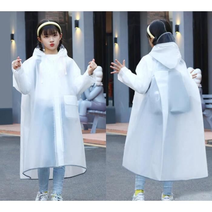 Impermeable a capuche Poncho pluie enfant M blanc Garcons filles enfants