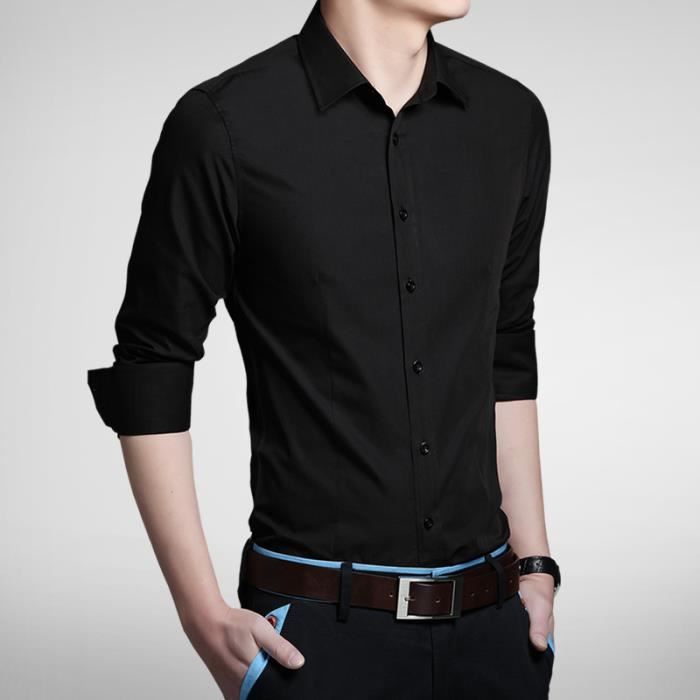 Chemises pour hommes chemise d affaires manches longues Tenue de soir e professionnelle slim de couleur unie