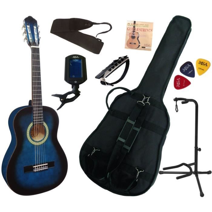 Pack Guitare Classique 1-2 Pour Gaucher (6-9ans) Avec 7 Accessoires (bleu)  - Cdiscount Instruments de musique