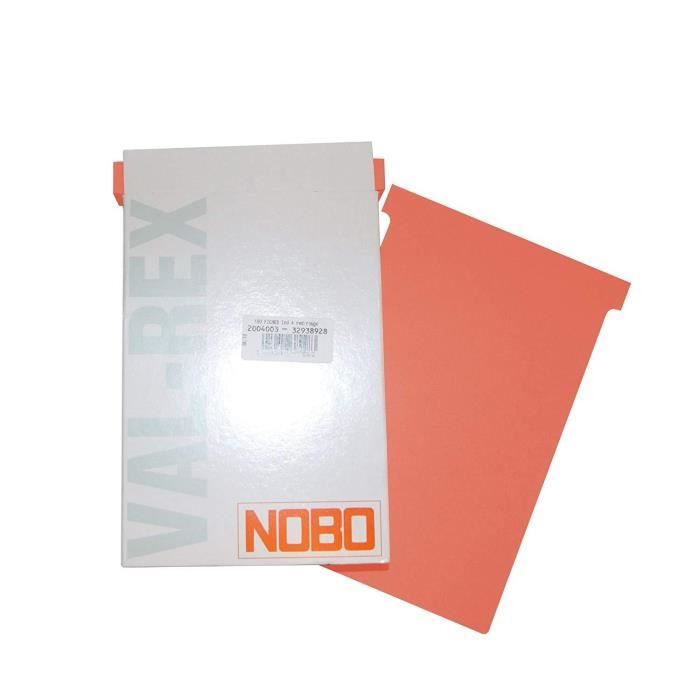 Nobo - 100 Fiches En T - Taille 1,5 - Orange - Bureau Vallée