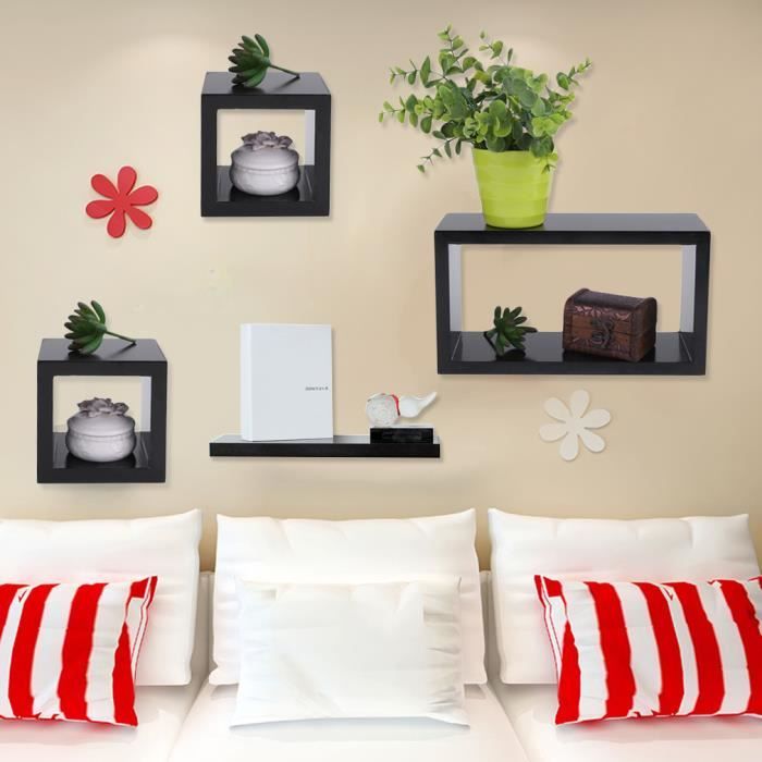4 Etageres Murales Retro Pour Livres Cd Deco Achat Vente