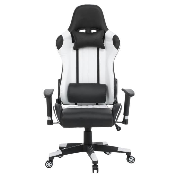 Ergonomique Chaise De Jeu Fauteuil De Bureau Siege Gamer Reglable En Hauteur Blanc Noir Prix Pas Cher Cdiscount