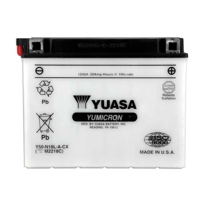 YUASA - Batterie Moto 12V Avec Entretien Sans Pack Acide Y50-N18L-A