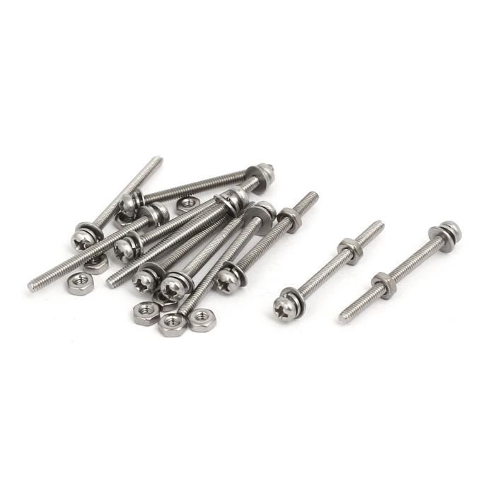 Lot De Vis M2.5 X 25mm Avec écrous Et Rondelles - Inox 304 - 18 Sets Complets