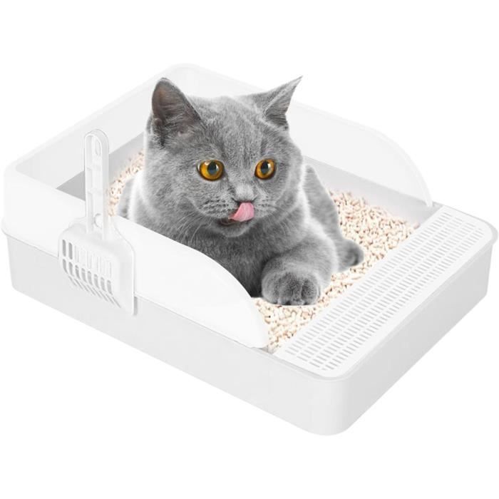 Bac à Litière Semi-fermé BESTonZON – Design Anti-éclaboussures – Facile à Nettoyer – Pour Chats Et Petits Animaux – Gris - 6