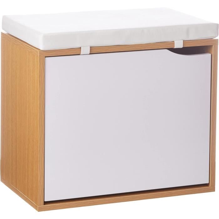 Meuble à Chaussures Avec Coussin D'Assise Kesper - 51,5x29,5x48cm - Bois Naturel Avec Compartiment