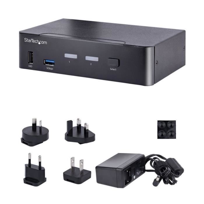 StarTech.com USB C KVM Switch 2 Port DisplayPort KVM w/ 4K 60Hz UHD HDR Video 3.5mm Audio USB Type C KVM Switch 4x USB HID and 2x USB A 3.2 Gen 1 5Gbps Hub Thunderbolt 34 Compatible Hot... - vue 2
