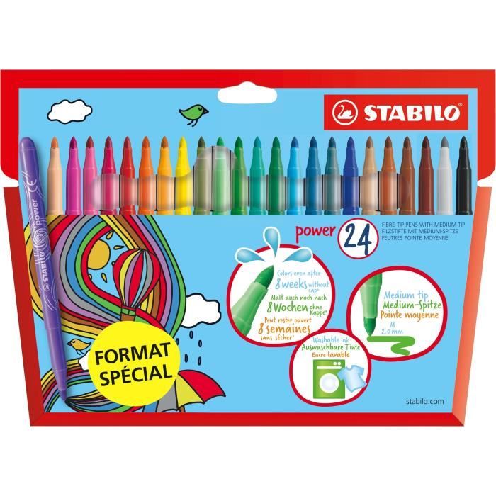 STABILO Etui carton de 24 feutres de coloriage Format spécial - Coloris