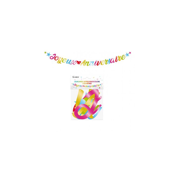 GUIRLANDE LETTRES J.ANNIVERSAIRE FUCHSIA MÉTAL (6M) | Joyeuses