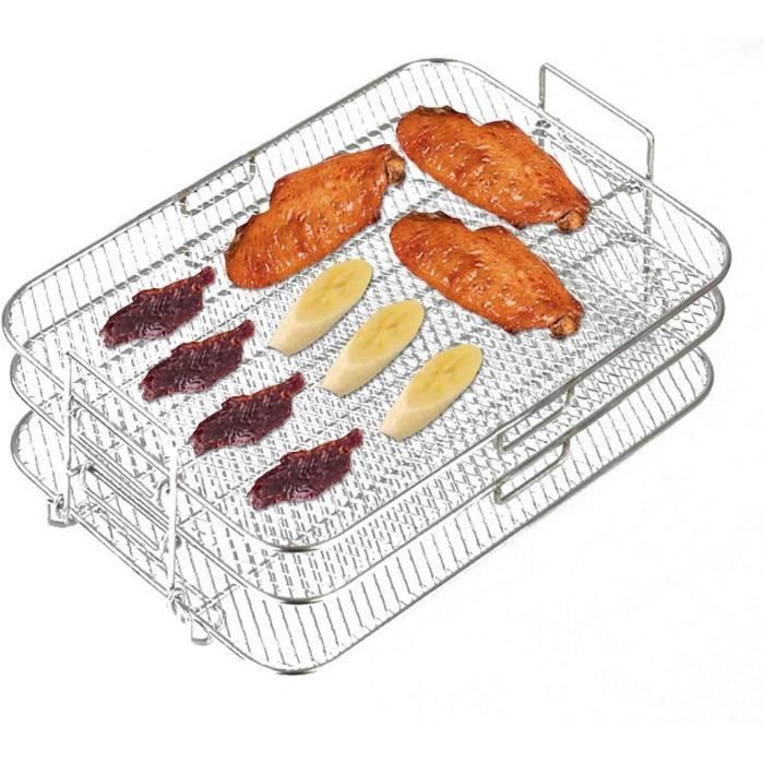 Grille Empilable 2 Niveaux Pour Air Fryer 4.2-5.8QT - En Acier Inox 304, Pour Cuisson Vapeur Ou Déshydratation