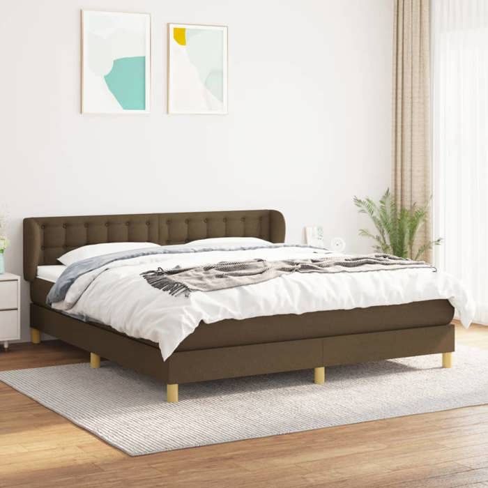 vidaXL Sommier à lattes de lit avec matelas Marron foncé 180x200 cm 3127144