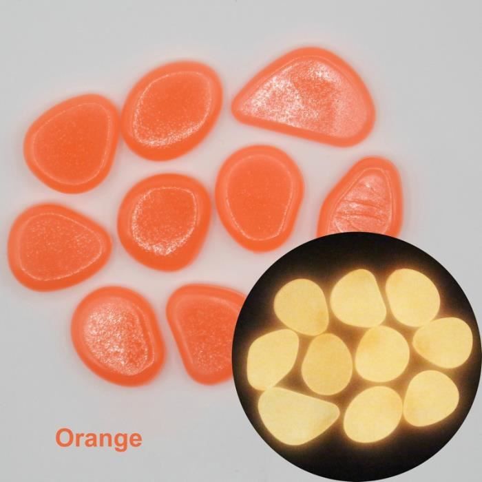 Comparer les prix de 100pcs Décoration d'aquarium pierre lumineuse décoration de jardin lumineuse petit gravier matériau en résine 20-30mm orange