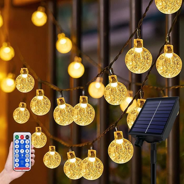 Guirlande Solaire 60 LEDs Roses Blanches 10m Changeante