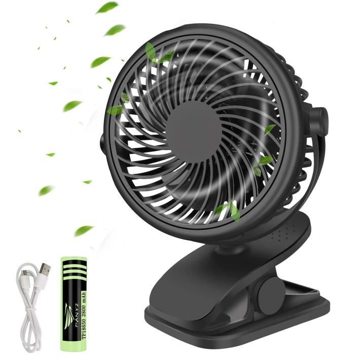 Ventilateur Pince USB TRILINK – 8000mAh – Silencieux Avec Télécommande Et LED – Noir