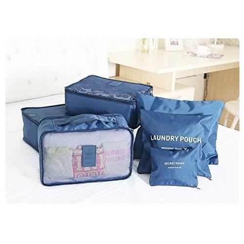 Organisateur de Voyage Cube de Voyage Sacs de Rangement 6 Set Système de Cube Voyage Ensemble Complet de différents Sacs Se