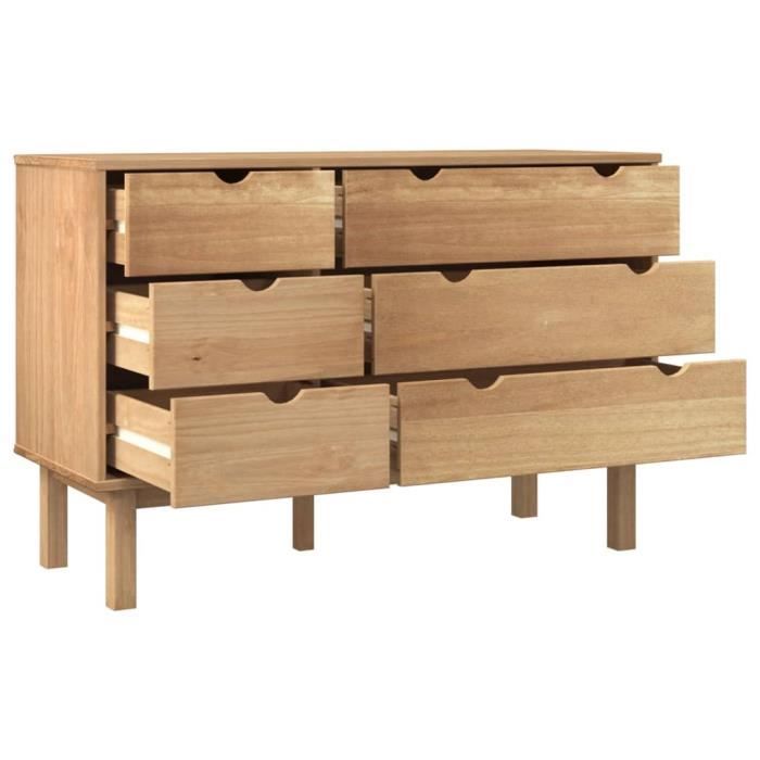 rho - commodes - armoire à tiroirs 113,5x39,5x73 cm bois de pin massif - haute qualite - dx6143