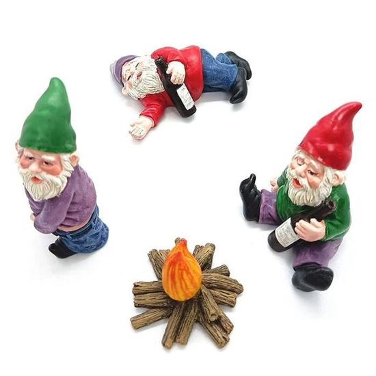 Lot de 7 nains de jardin miniatures, accessoires de jardin, figurines Drunk  Gnomes, kit de fées, ornements en résine, drôles pour - Cdiscount Maison