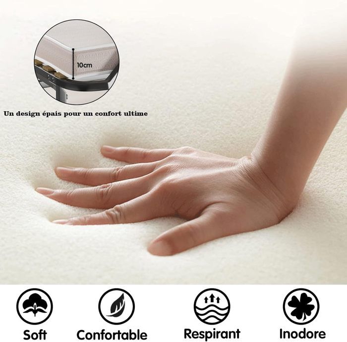GIANTEX Lit D'Appoint Pliable 80x200 CM Avec Roulettes+ Matelas En Mousse à Mémoire Épaisseur