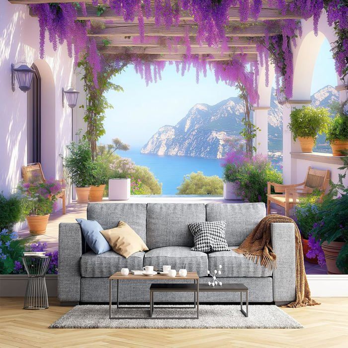 Papier Peint Panoramique Couloir Wisteria 350x256cm Poster Geant Mural ...