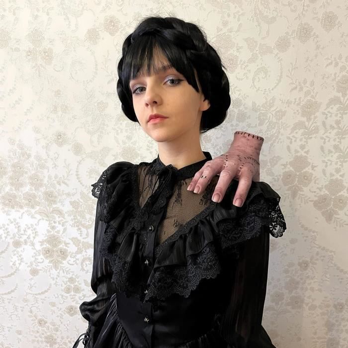 Halloween Goth Costume Accessoires Tenue Mercredi Addams - Perruques  Tressées Avec Franges, Main La Chose Famille Addams En[x1672] - Cdiscount  Au quotidien