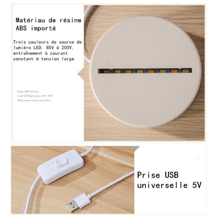 Lampe LED 3D Veilleuse Monstre - Changement De Couleurs Tactile - 21 Cm - Voltex - Alimentation USB