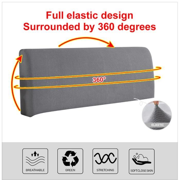 FANSU Housse De Tête De Lit Extensible Polaire - Protection Anti-poussière Noir 200cm