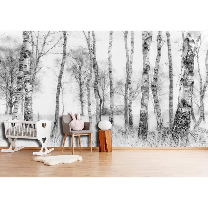 Papier Peint Jungle Bouleau Noir Et Blanc Papier Peint Panoramique ...