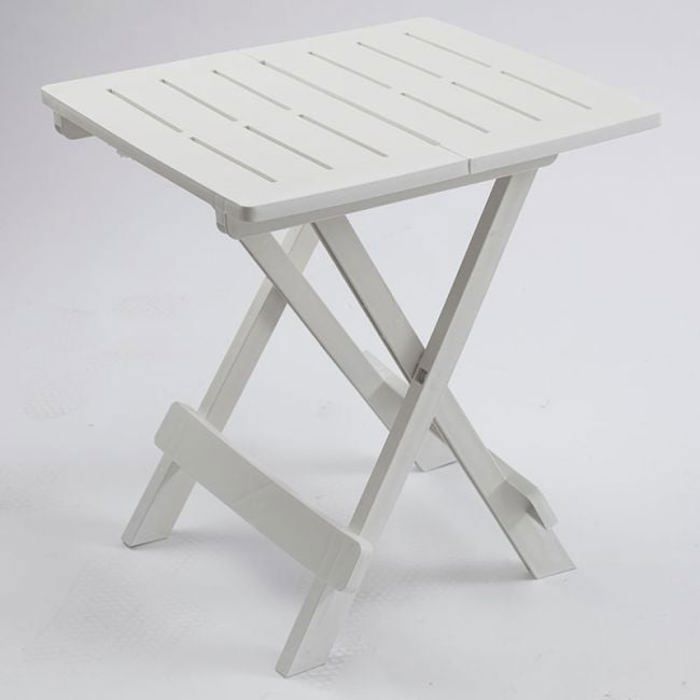 Table Pliante Camping & Appoint ACT – 43x45x50 Cm, Blanche, Ultra Légère En Plastique Résistant