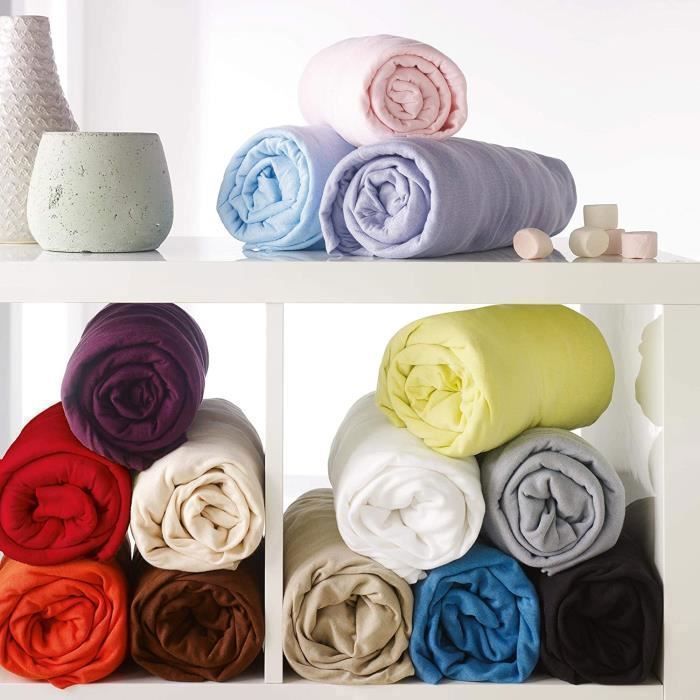 Lot De 5 Draps Housses 100% Coton OEKO-TEX - 140x190 Cm, Couleurs Aléatoires