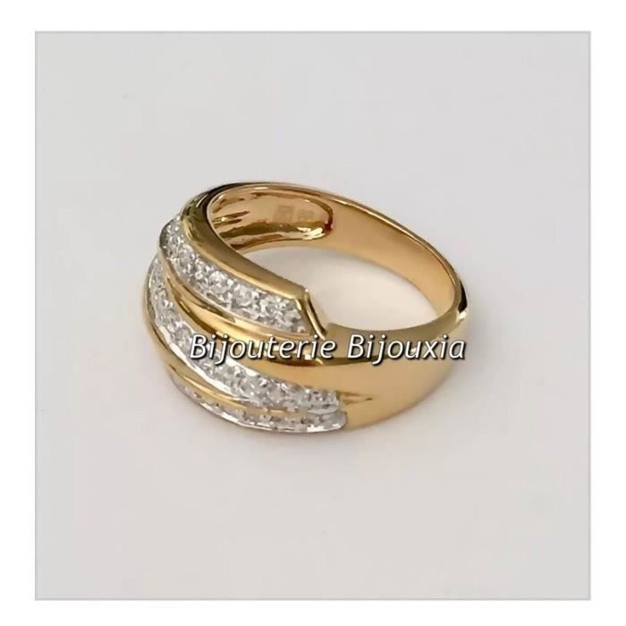 Bague Large Rangs ZIRCONIUM En Plaqué or 18 Carats 750/000 - Qualité ...