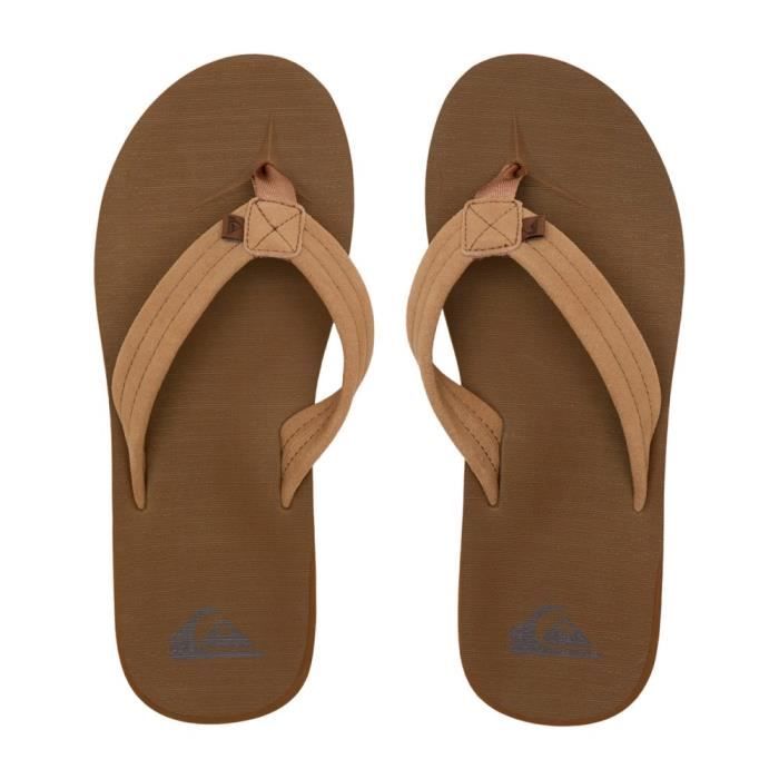 Tongs pour homme Quiksilver Cuir Beige-csj1 Marron