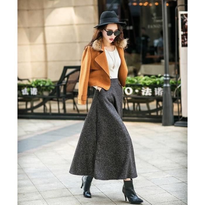 Jupe Femmes Moulante Chaude Longue pour Automne et Hiver Chic et Elegant Jupe a la Taille Pas Cher Noir XL Noir Cdiscount Pret a Porter