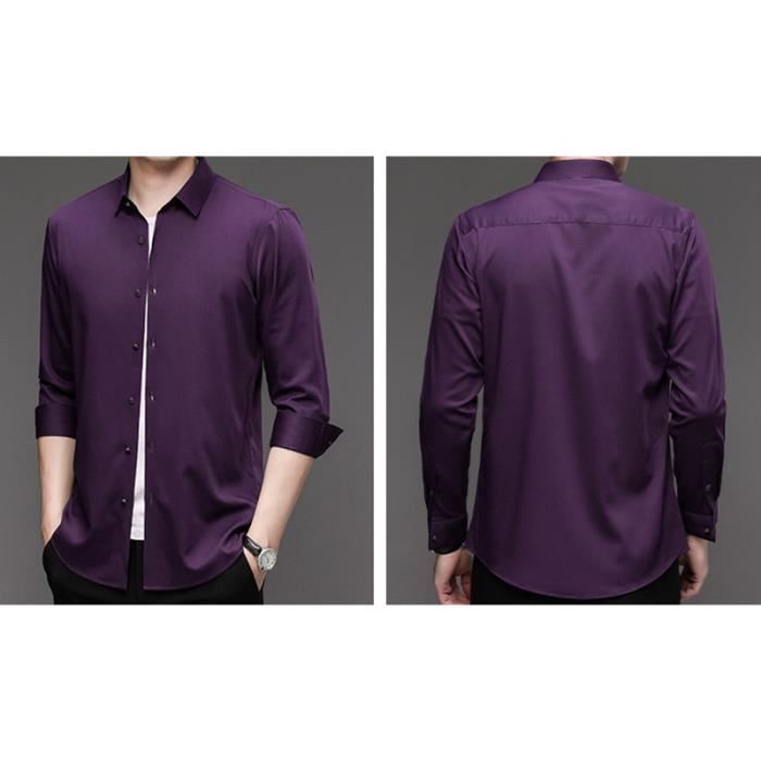 Chemise Homme Slim Fit Manches Longues Chemise Elegant Business Tissu Confortable Violet Violet Cdiscount Pret a Porter