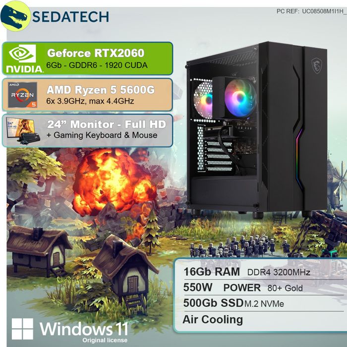 Vibox VI-28 PC Gamer - 22 Écran Pack - AMD Ryzen 3200GE 4GHz - Radeon Vega  8 - 16Go RAM - 480Go SSD - Win11 - WiFi - Cdiscount Informatique