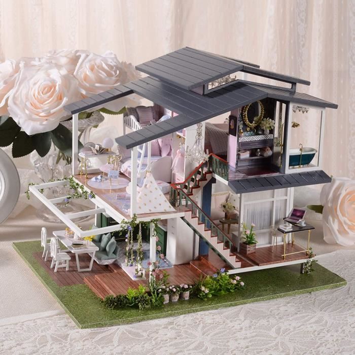 Cuteefun Maison Miniature a Construire DIY Maison Poupee Miniature Bois en  Kit avec Meubles Musique et Outils, Cadeau de Bricolage Artisanal, Temps de  Loisirs : : Jeux et Jouets
